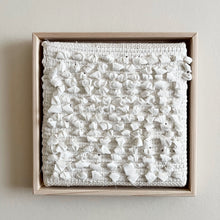 Load image into Gallery viewer, small square textural white weaving floating in a light wood frame
