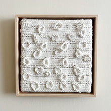 Load image into Gallery viewer, small square textural white weaving floating in a light wood frame
